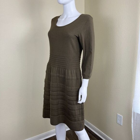 Sundance Women's Size M Sculptured Delight Silk Cotton Sweater Midi Dress Ruffle - Picture 4 of 11